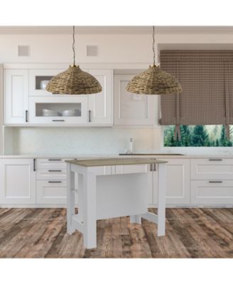 Modern Kitchen Island with Storage Shelves and Drawer, Freestanding Design