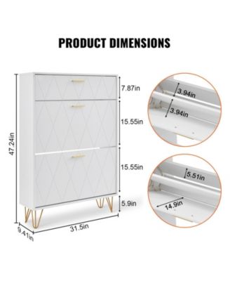 Shoe Cabinet with 3 Flip Drawers, Freestanding Entryway Organizer for Boots and Heels