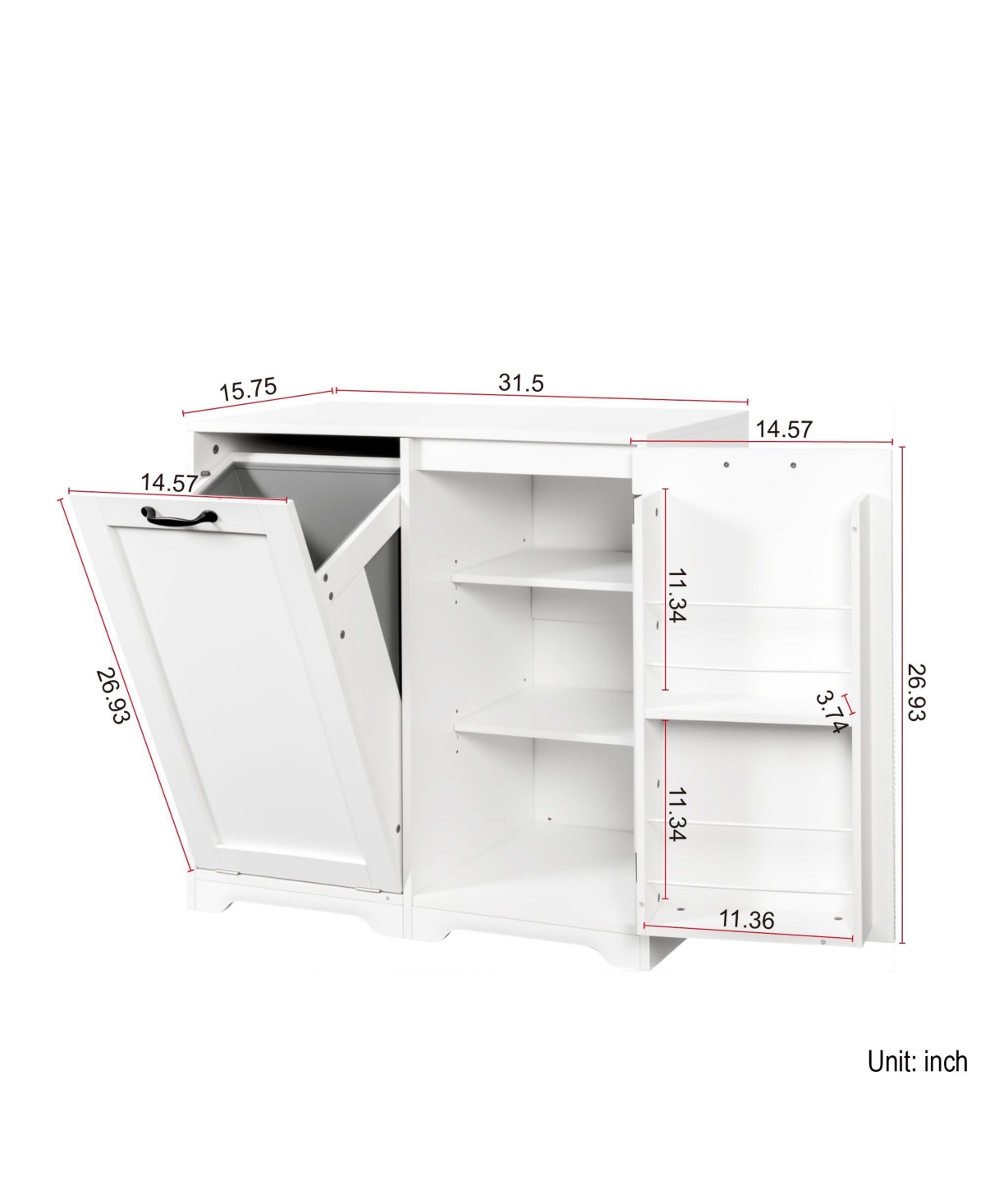 Casainc Laundry Cabinet with Doors, Tilt-Out Hamper, and Adjustable Shelf