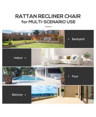 Outdoor Recliner Chair, Cushioned, &