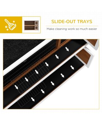 Wooden Bunny Cage w/ Dividers and Pull Out Trays for Outdoors,