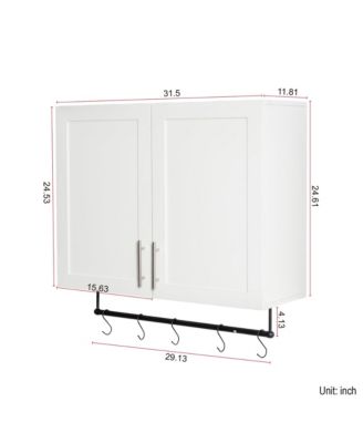 CASAINC 1Pc Particle Board & MDF Adjustable Shelf, Towel Bar & 5 Hooks Bathroom Wall Cabinet