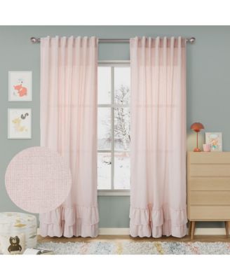 Textured Double Ruffle Rod Pocket Curtains Pair