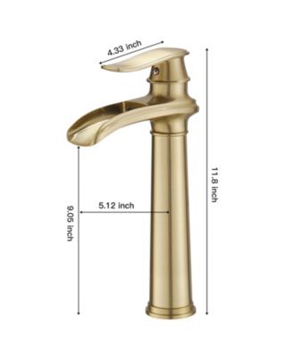 Waterfall Single Hole Single Handle Bathroom Vessel Sink Faucet with Pop-Up Drain Assembly