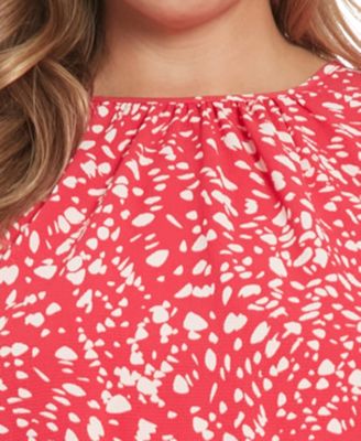 Plus Size Printed Caterpillar Sleeve Dress