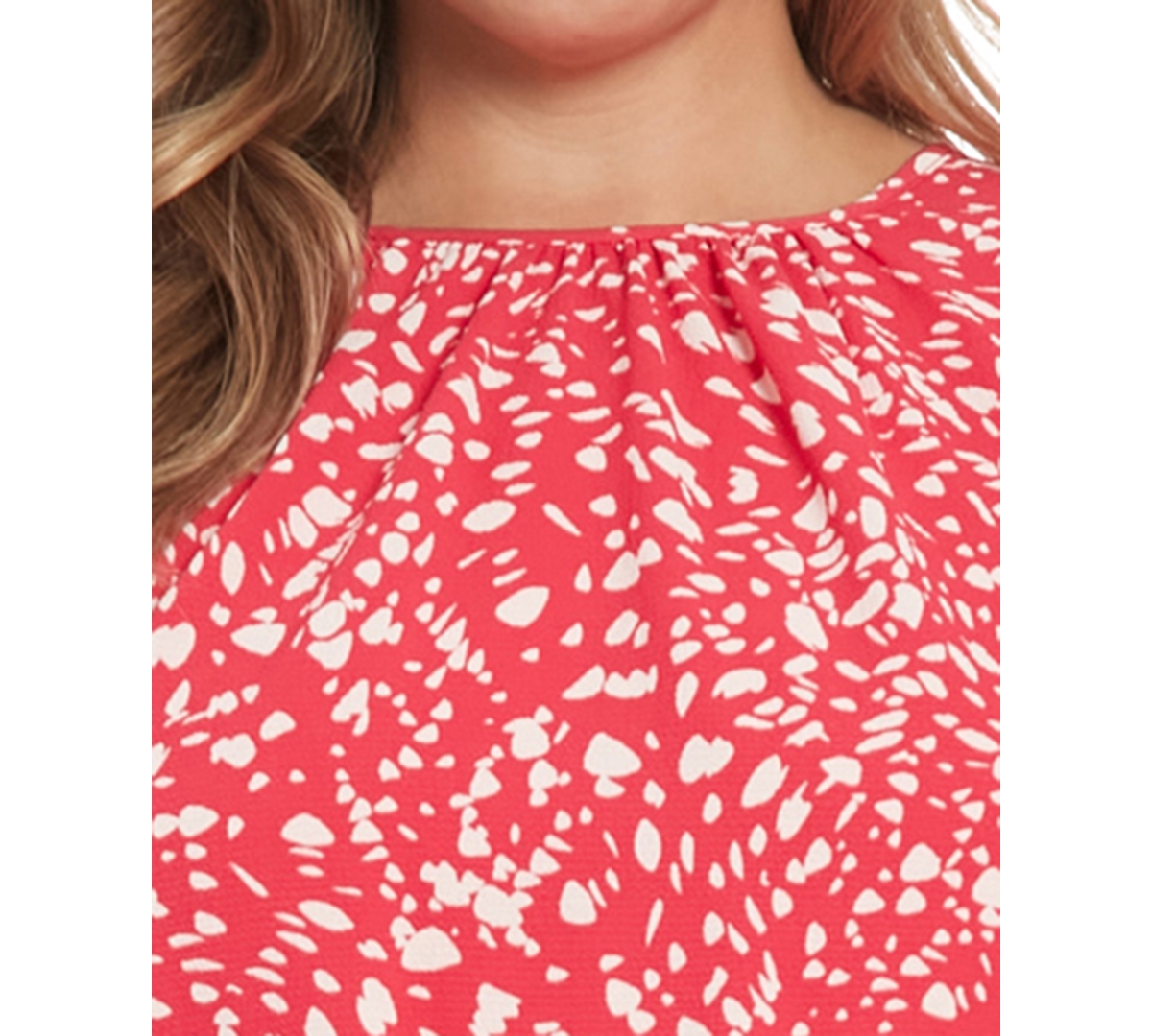 London Times Plus Size Printed Caterpillar Sleeve Dress In Red