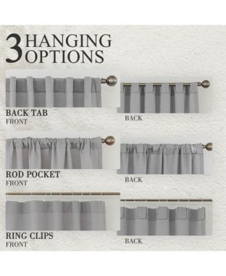 Cotton Blend Light Filtering Back Tab Curtains (2 Panels), 52"x108"