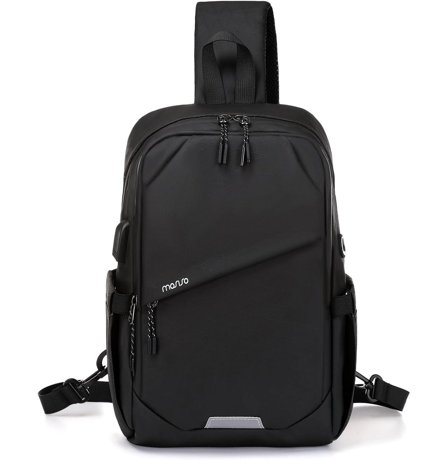 Рюкзак MOSISO Black Sling with USB Charging Port - Large Anti-Theft Hiking Daypack for Travel 3-Layer Pocket Crossbody Chest Bag for Outdoor Sports — фото 1