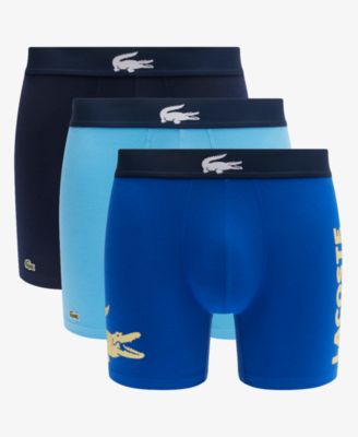 Lacoste - Men's Regular Fit Big Croc Logo Boxer Briefs, Pack of 3