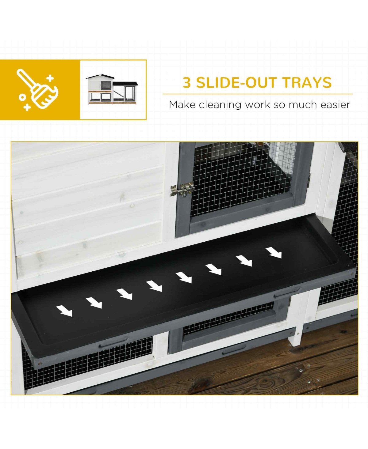 PawHut 2-Story Rabbit Hutch Wooden Bunny Hutch Cage Small Animal House