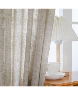 Extra Long Linen Blend Light Filtering Curtains for Living Room (2 Panels), 52"x108"