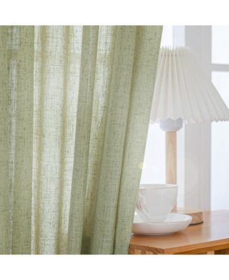 Linen Blend Light Filtering Curtains for Living Room (2 Panels), 52"x84"