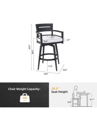 Modern 2-Piece Aluminum Swivel Bar Chair Set with Sunbrella Cushions