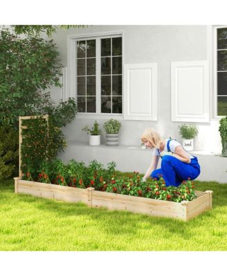 Raised Garden Bed Wooden Planter Box with Divided Space