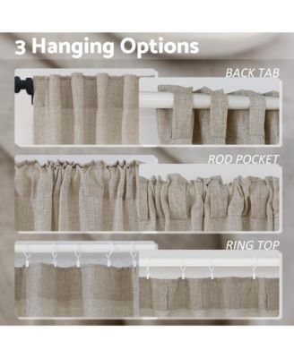 Linen Blend Light Filtering Curtains for Living Room (2 Panels), 52"x84"
