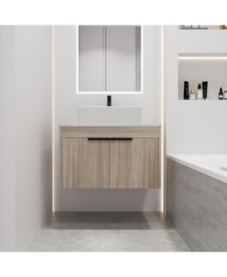 30 Inch Floating Vanity with Ceramic Basin