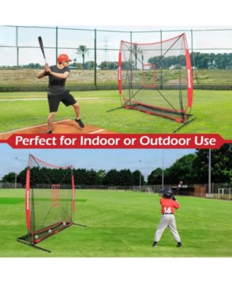 7x7ft Baseball & Softball Net - Pitching, Hitting & Batting Practice Net with Ball Collection System, Tee, 2 Strike Zones & Carry Bag