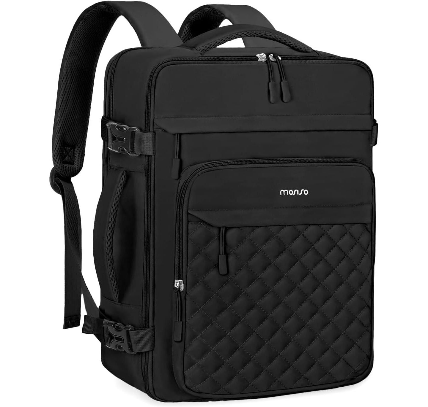 Рюкзак MOSISO Black Rhombus Quilted Laptop - Flight Approved Carry On w/Packing Cubes & USB Port 15-16 Inch TSA-Friendly Daypack for College, Work, Business Travel — фото 1