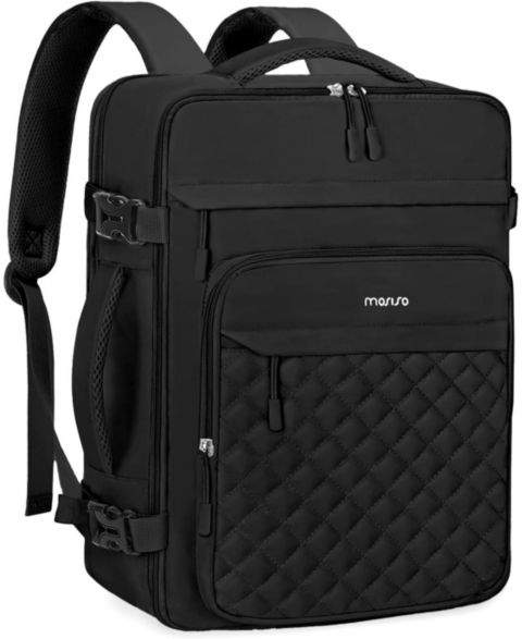 Рюкзак MOSISO Black Rhombus Quilted Laptop - Flight Approved Carry On w/Packing Cubes & USB Port 15-16 Inch TSA-Friendly Daypack for College, Work, Business Travel