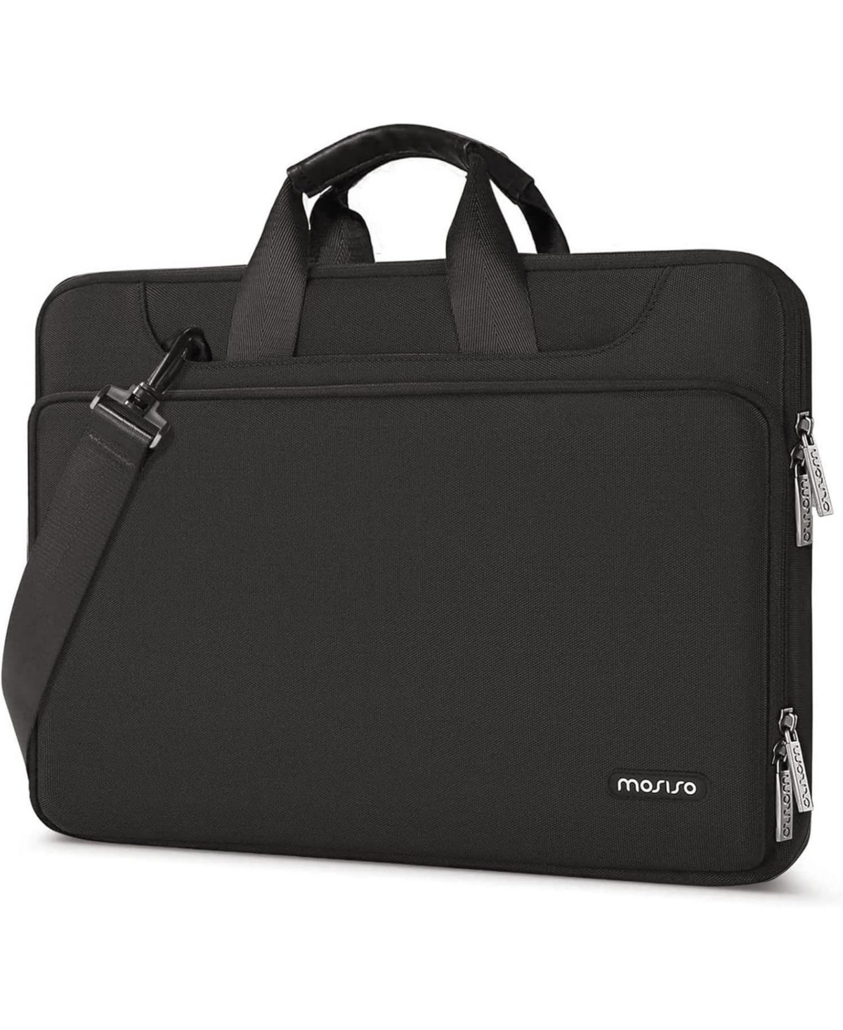 Mosiso Black 360 Protective Laptop Shoulder Bag - Compatible with MacBook Air/Pro 13-13.3", Pro 14" M4/M3/M2/M1