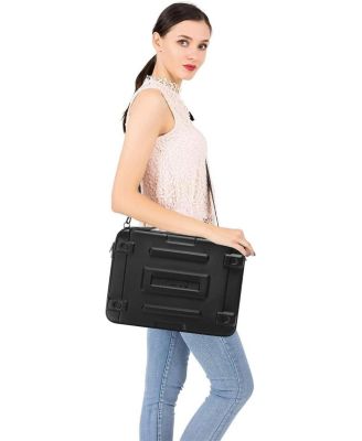 Black Hard Shell Laptop Sleeve - 15.6"/16" Abstract Geometric Waterproof Case with Strap for MacBook/HP/Dell/Lenovo/Asus