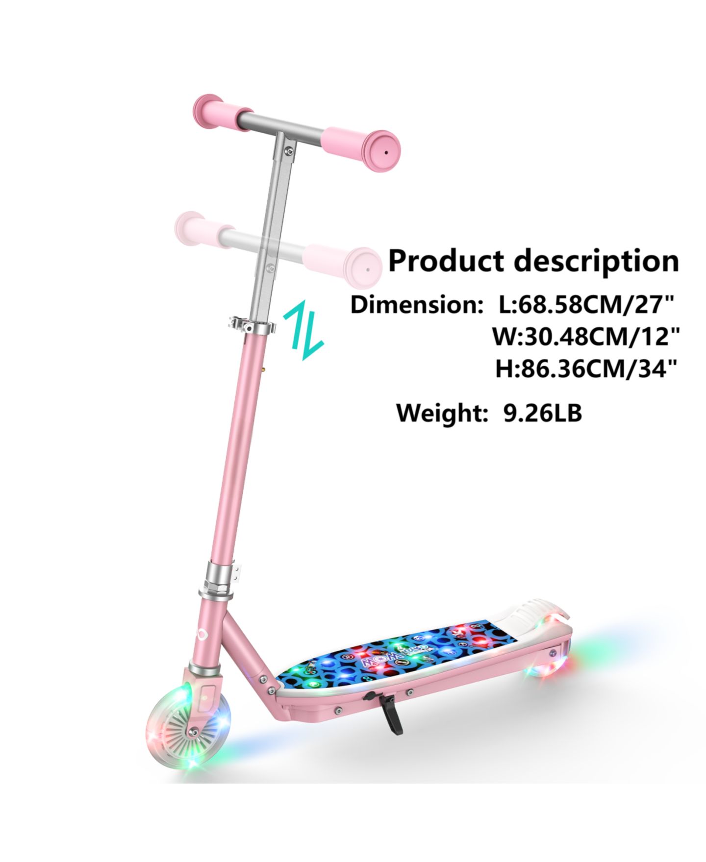 Детская игрушка Everyfun Electric Scooter with Adjustable Handlebar and LED Lights, Supports up to 110 lbs, Ages 5-10 — фото 3