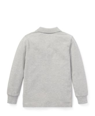 Toddler and Little Boys Cotton Mesh Long Sleeve Polo Shirt