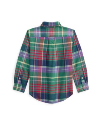 Toddler and Little Boys 2-7 Plaid Brushed Cotton Oxford Shirt
