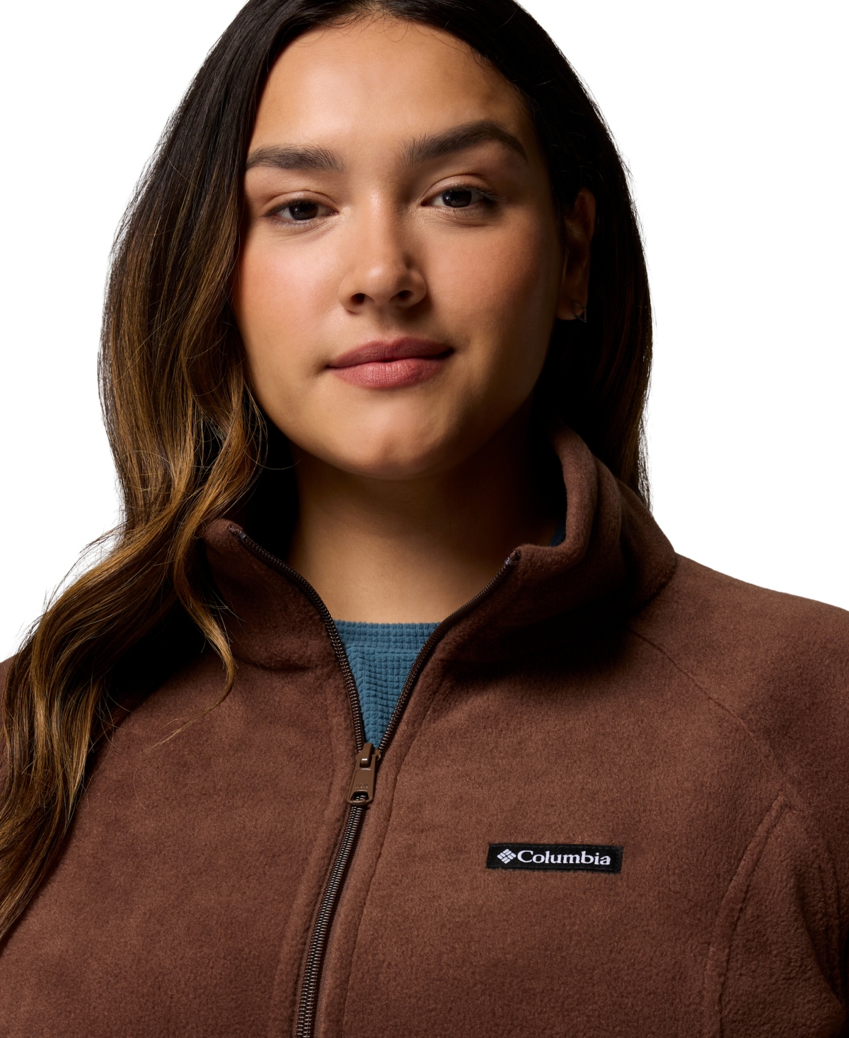 Columbia Plus Size Benton Springs Fleece Long Sleeve Jacket In Brown