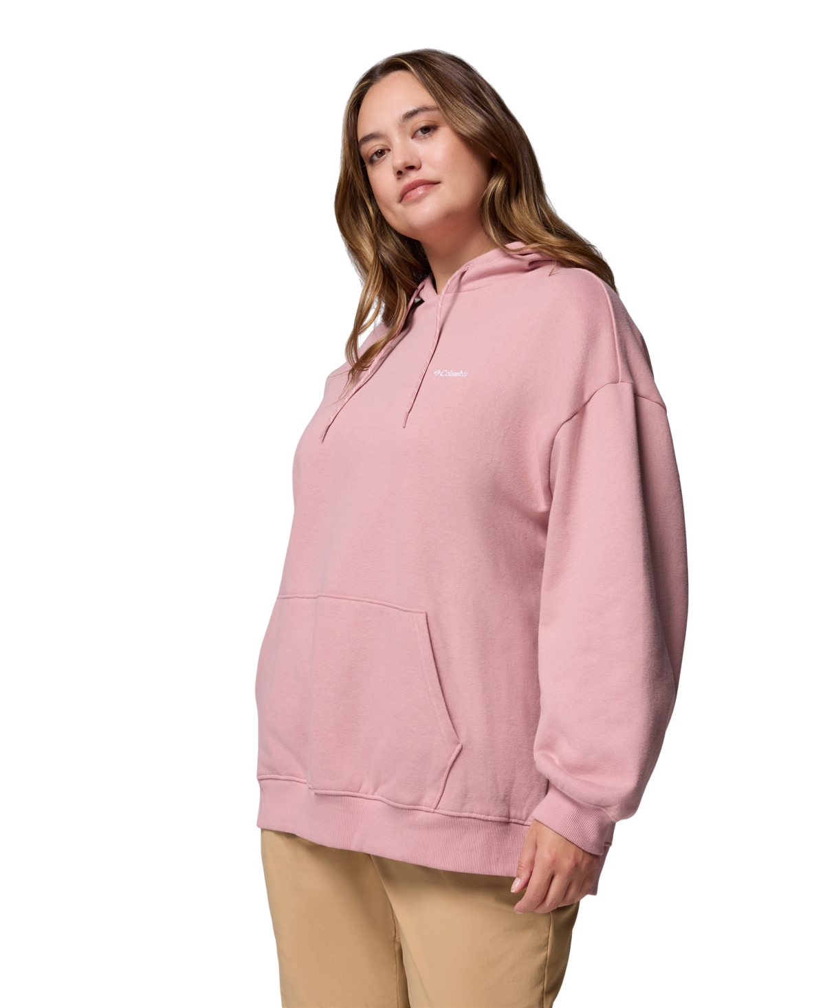 Columbia Plus Size Aldermore Kangaroo Pocket Hoodie In Pink