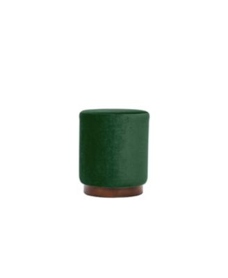 - Green Velvet Pouf with Wooden Base Vintage Style Upholstery Living Room