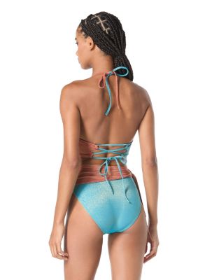 Vince Camuto Womens Wrap Front Bikini Top Sash Tie High Waist Bikini Bottoms In Blue