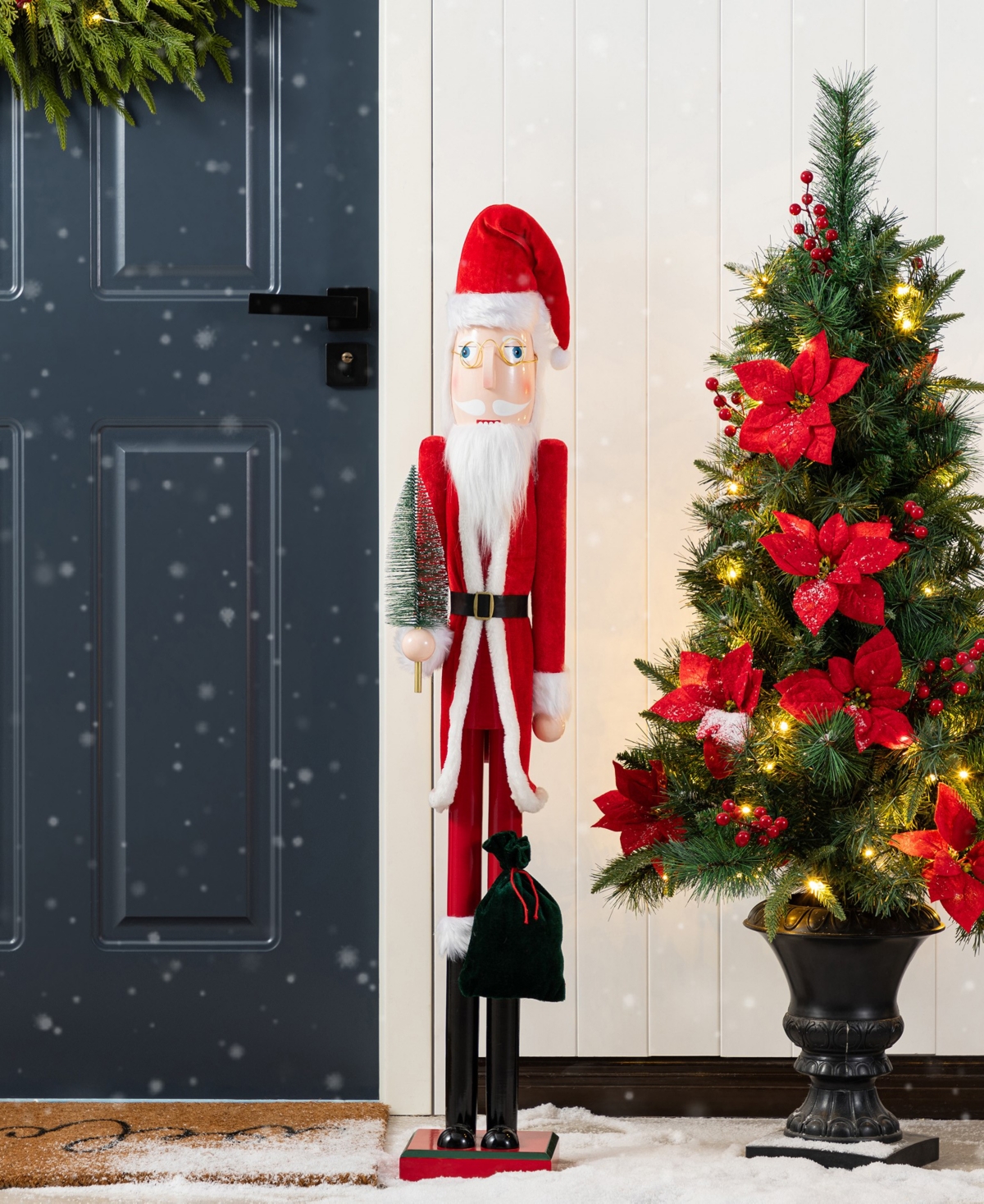 Glitzhome 42" Wooden Christmas Santa Nutcracker In Multi