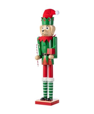 23.5" Wooden Christmas Elf Dog Nutcracker