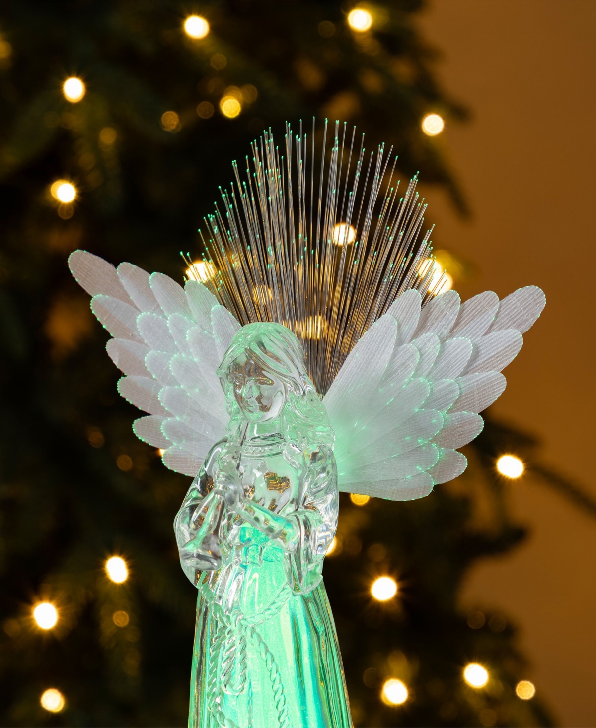 Glitzhome Christmas Lighted Color Changing Tabletop Angel Figurines, Set Of 2 In Multi