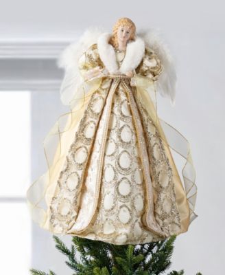 18.5" Faux Fur Christmas Angel Tree Topper