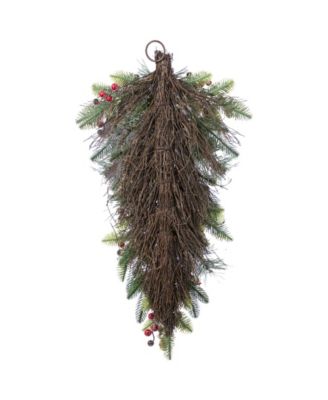 28" Christmas Pomegranate Berry and Holy Leaf Teardrop