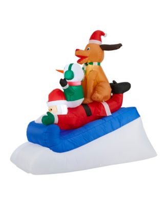 6" Lighted Inflatable Skiing Santa, Snowman and Dog D&eacute;cor