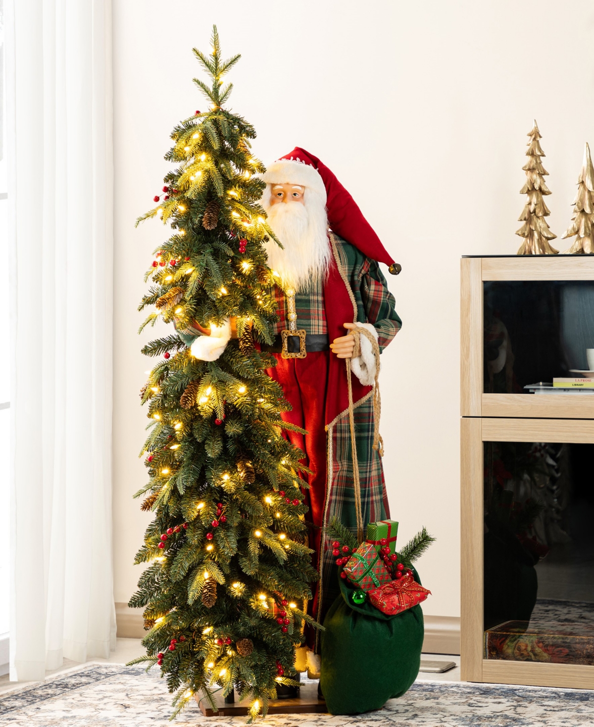 Glitzhome 4" Oversized Christmas Woodland Santa In Multi