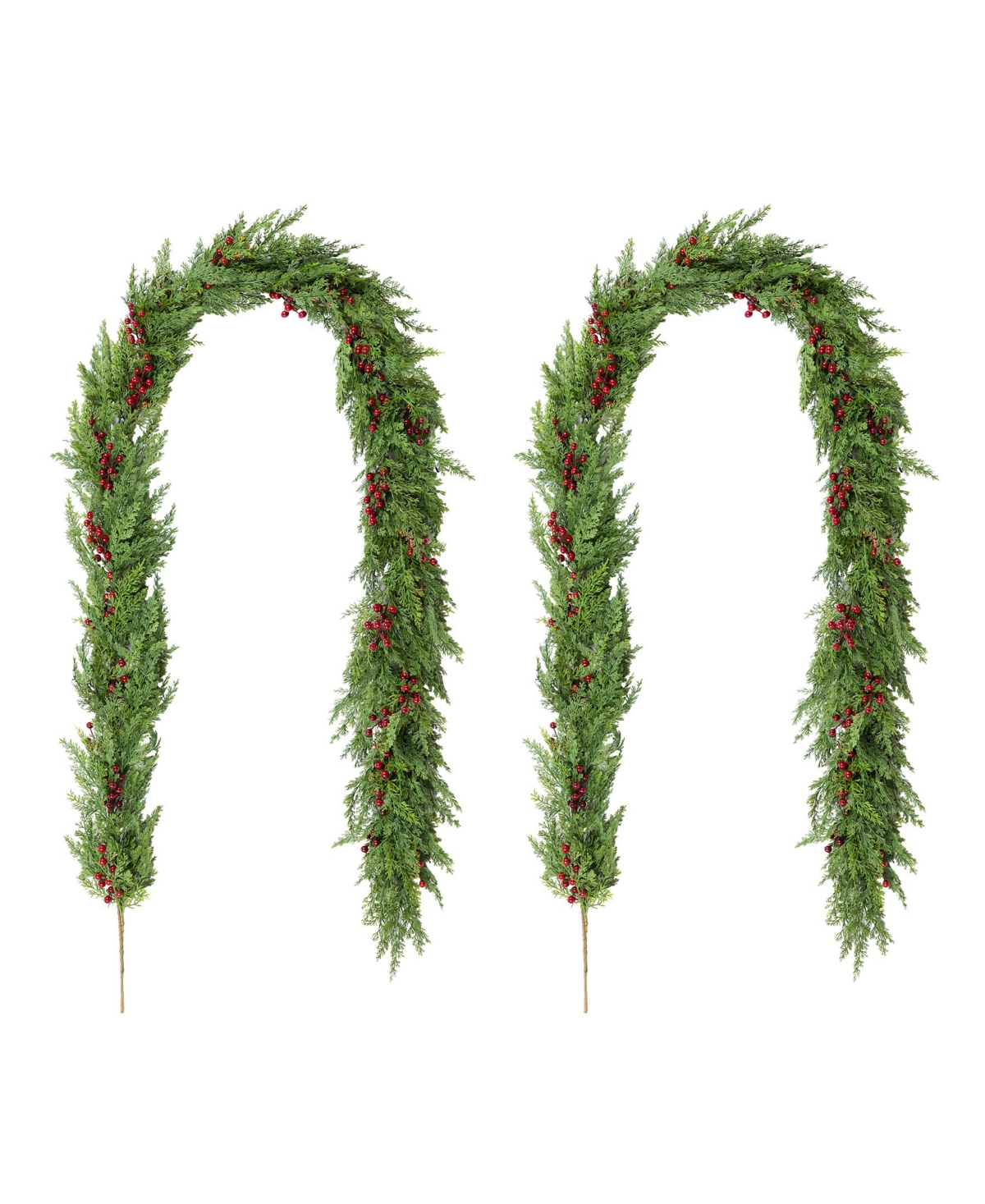 Glitzhome Christmas Greenery Dripping Cedar Garlands With Berries In Multi