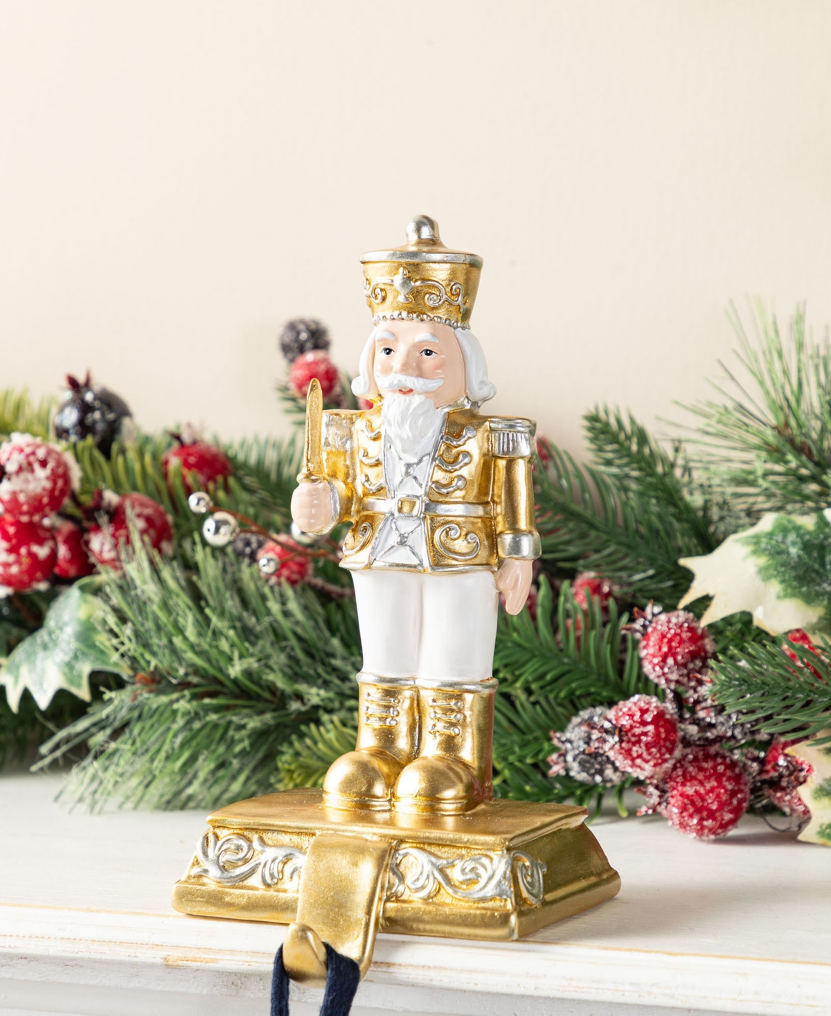 Glitzhome Christmas Resin Nutcracker Stocking Holders, Set Of 2 In Multi