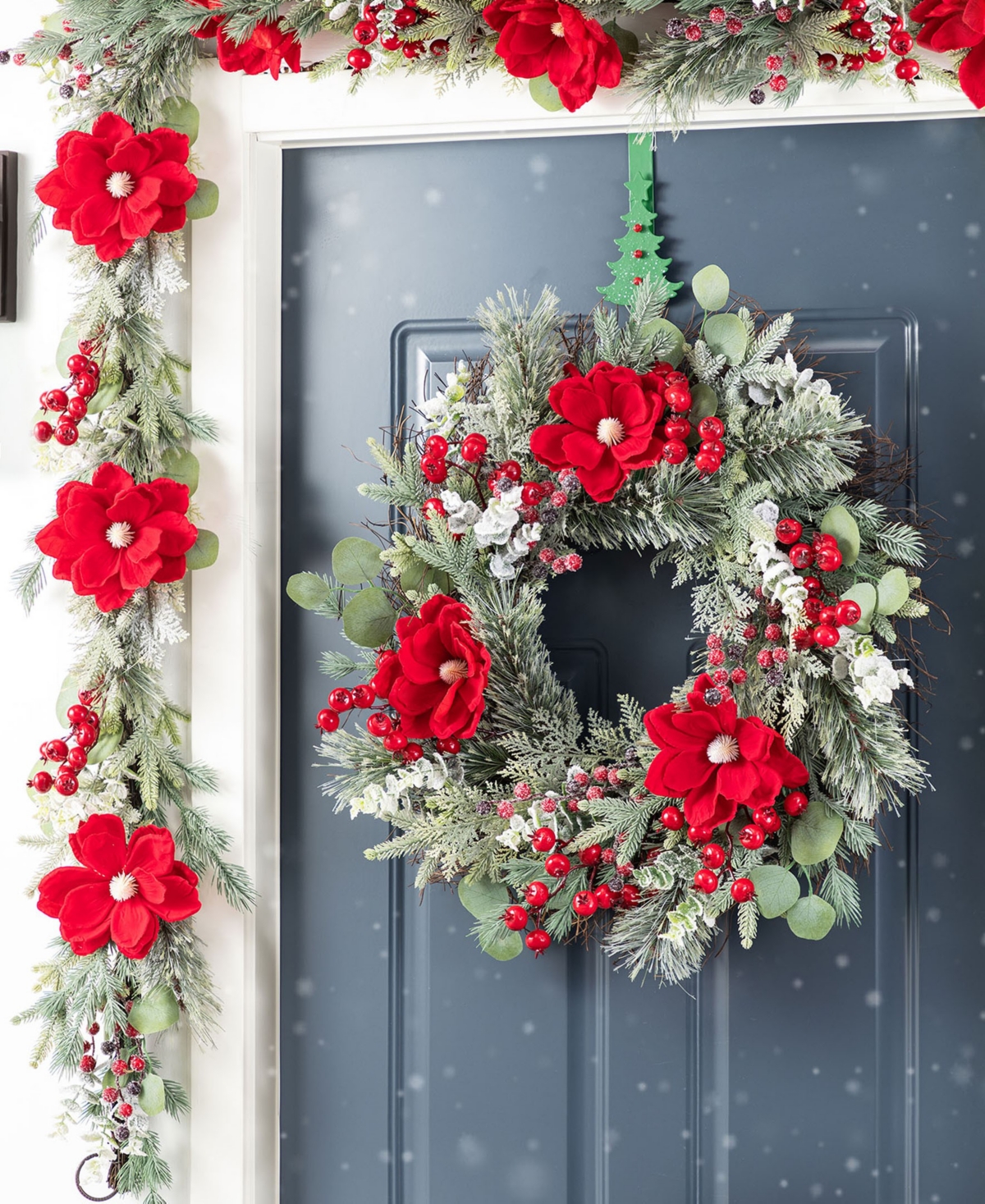 Glitzhome Christmas Mangnolia Berry Garlands, Set Of 2 In Multi