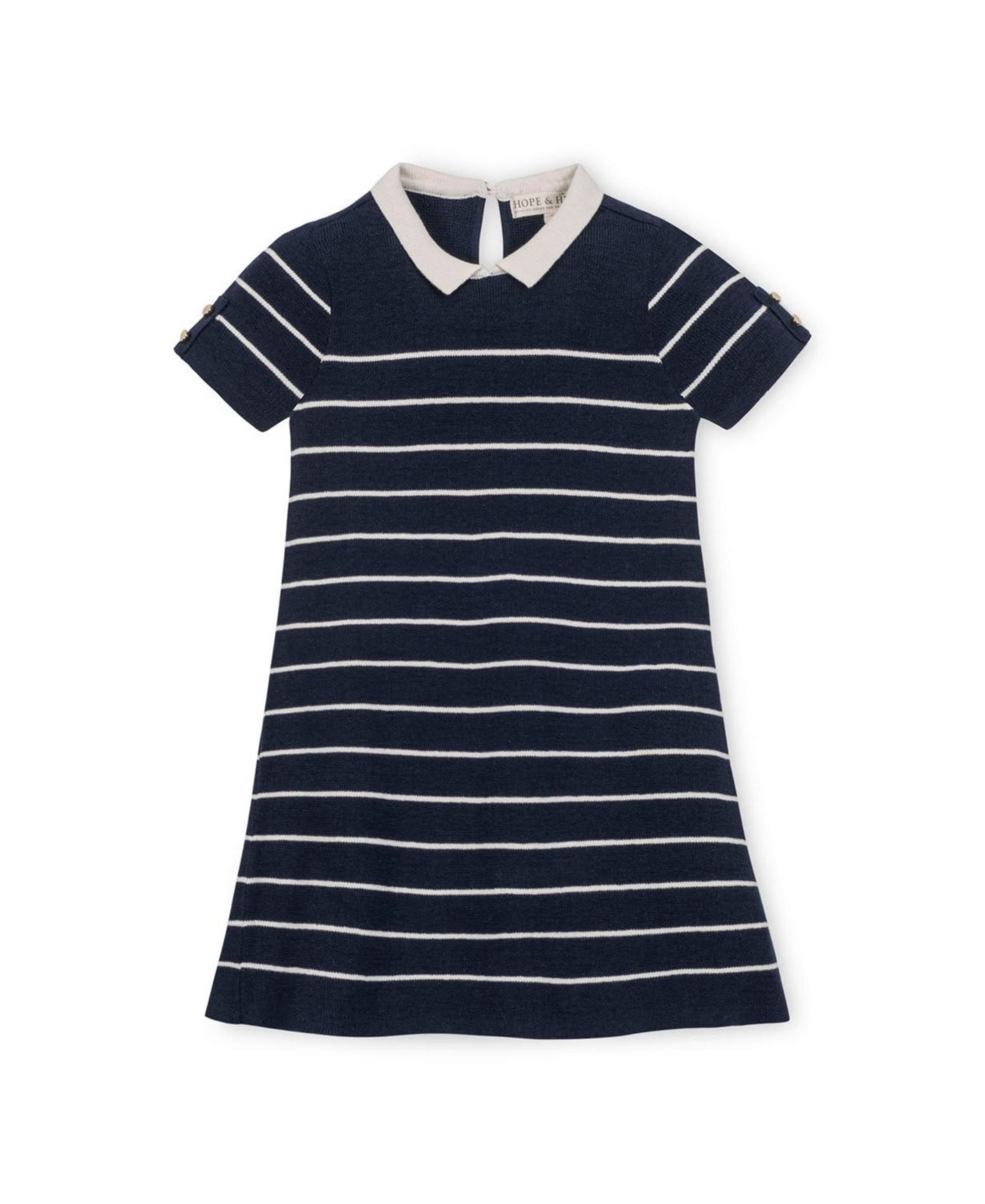 Hope & Henry Toddler Girls Organic Short Sleeve Milano Sweater Dress with Collar