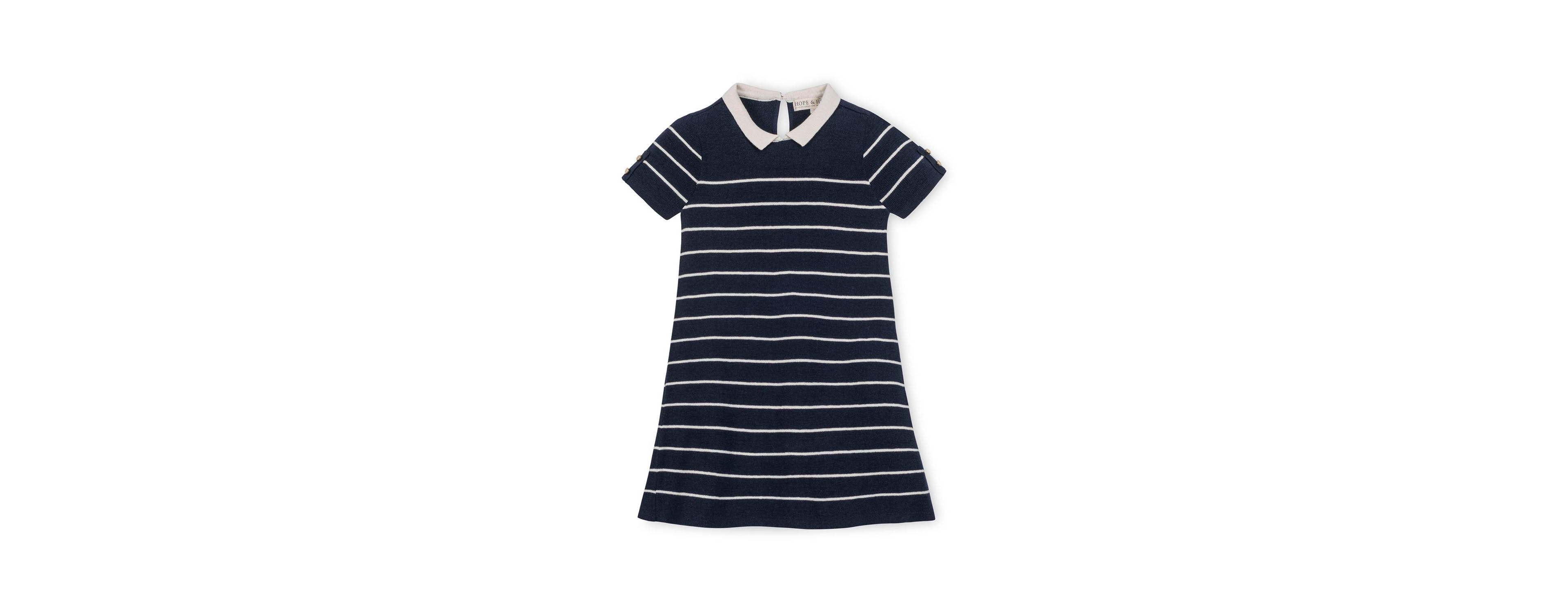 Hope & Henry Toddler Girls Organic Short Sleeve Milano Sweater Dress with Collar