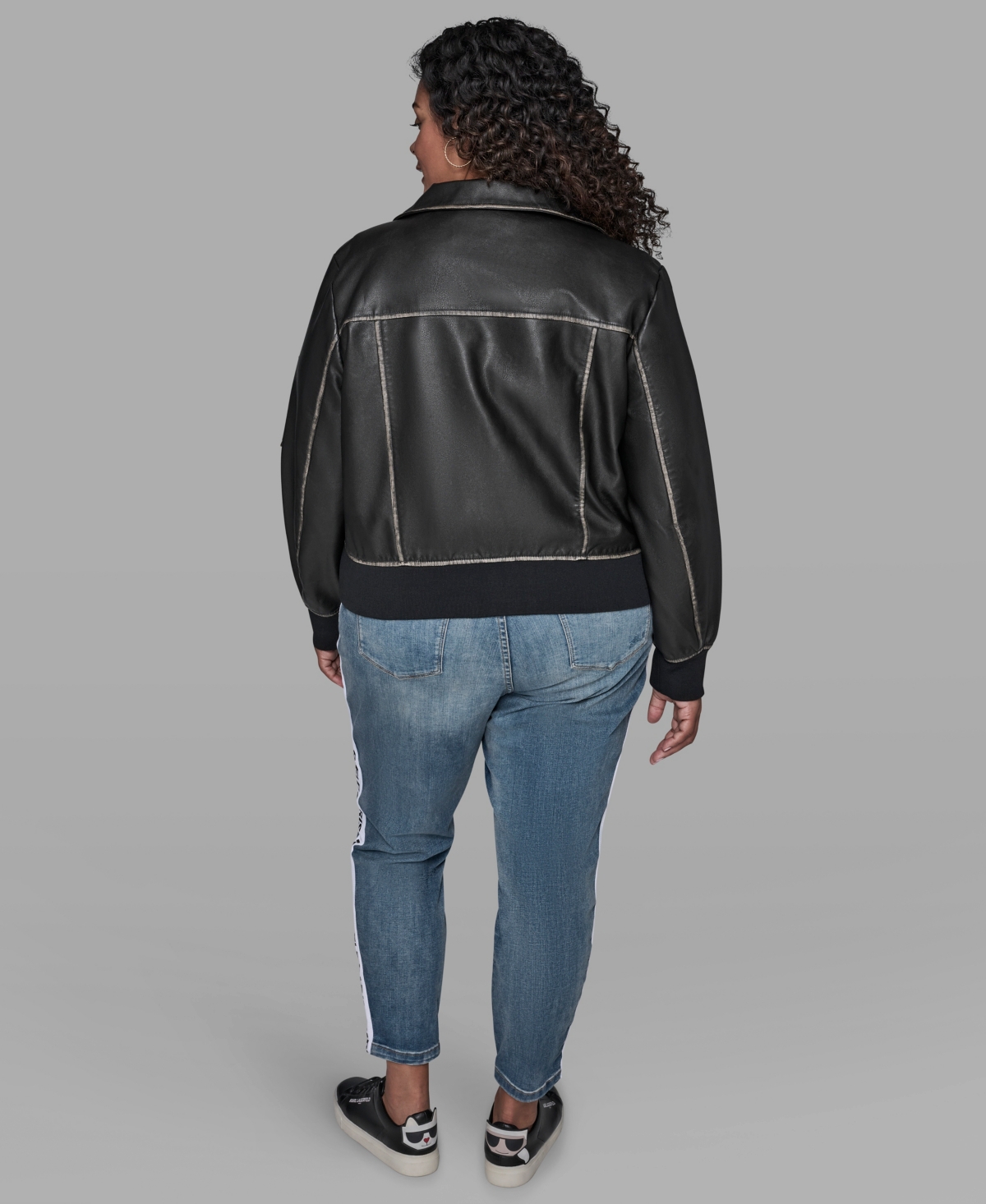 Karl Lagerfeld Plus Size Zip Up Jacket In Black