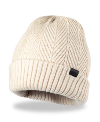 Men's 2-Piece Herringbone Knit Beanie and Scarf Box Set