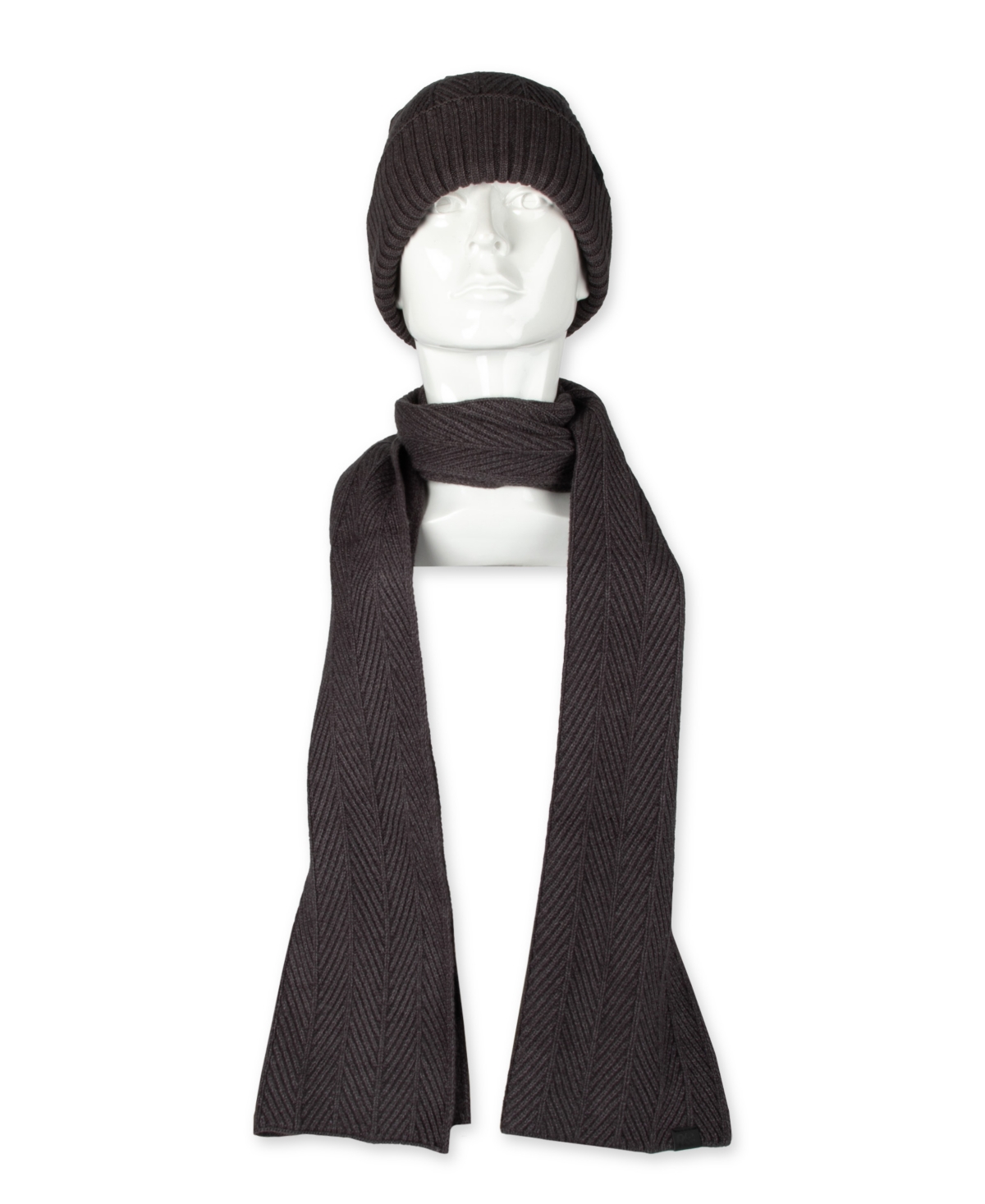 Kenneth Cole Reaction Men's 2-Piece Herringbone Knit Beanie and Scarf Box Set