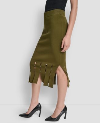 Women's Grommet Detail Sweater Pencil Midi Skirt