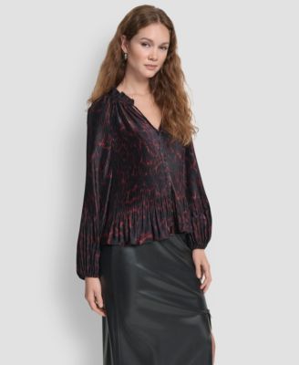 Women's Long Sleeves Pleated Top