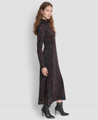 Women's Exposed Seam Printed Long Sleeves Dress